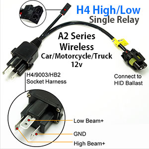Wireless H4 H/L Relay Harness