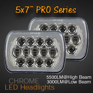 Chrome 7x5 Inch LED Truck Headlights