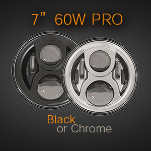 7 Inch Black and Chrome LED Headlights