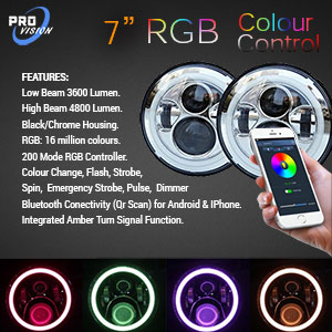 Multi-Coloured 7 Inch LED Headlight