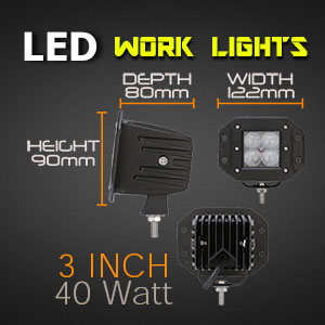 LED Work Light | Flush Mount | 3 Inch 40 Watt Reverse Light Sizes