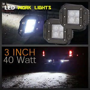 LED Work Light | Flush Mount | 3 Inch 40 Watt Reverse Light Illumination
