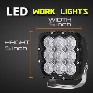 LED Work Light | Heavy Duty 5 Inch 90 Watt Dimensions